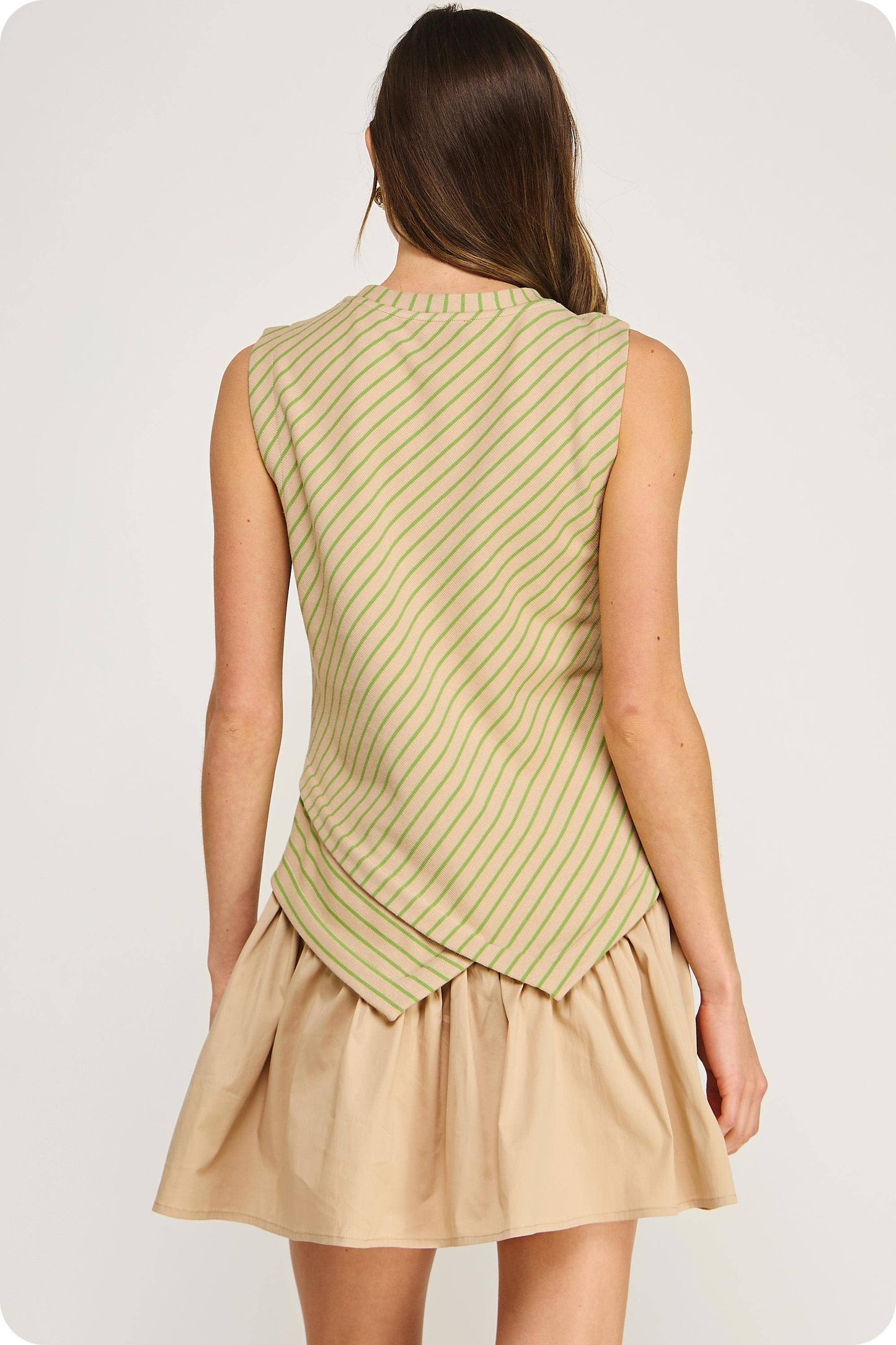 Wrap-Over Mixed Media Striped Knit Mini Dress
