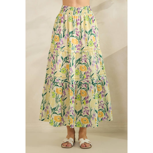 Citrus Green Tiered Maxi Skirtl