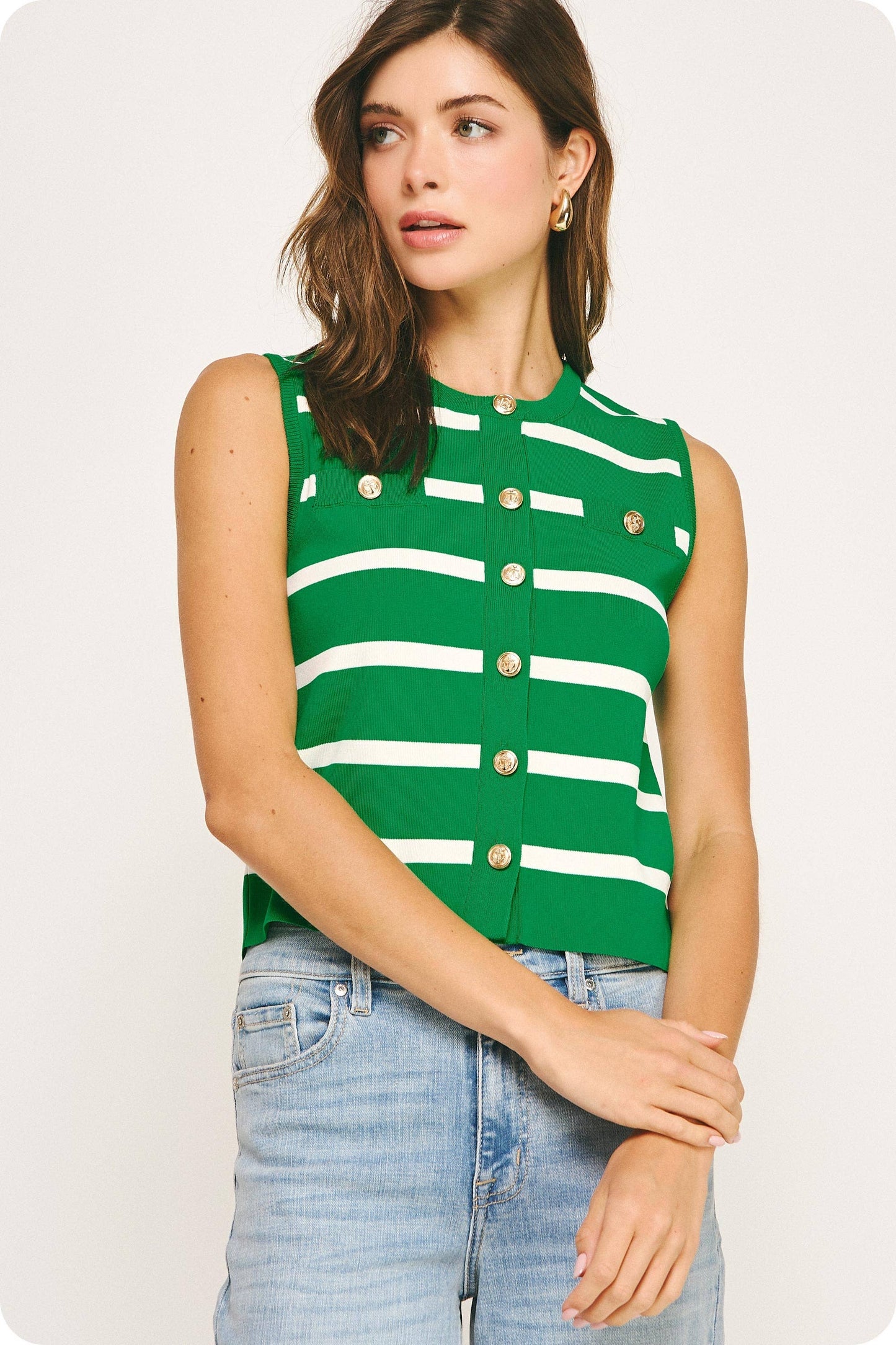 Striped Sleeveless Knit Top