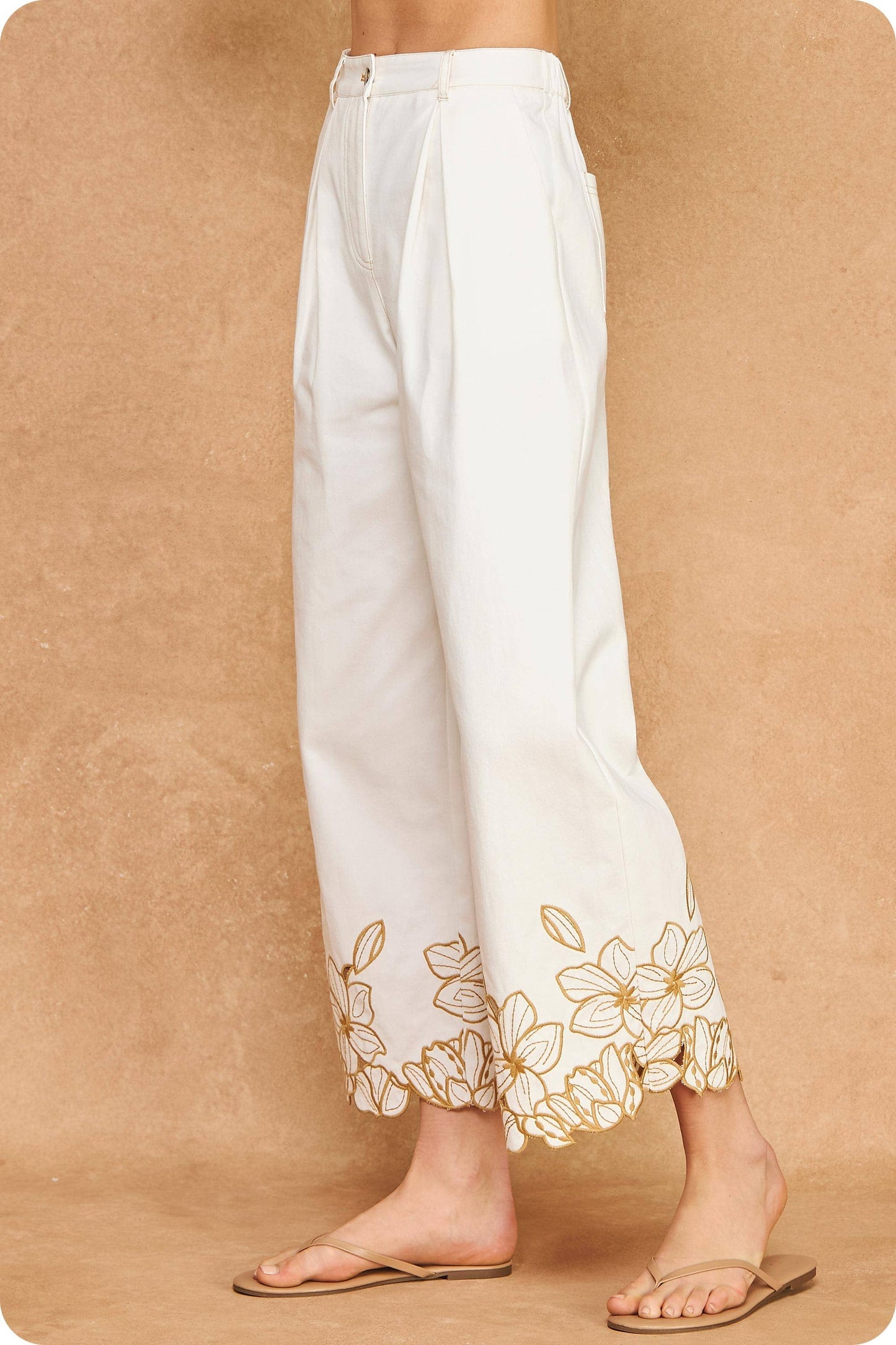 Cut-Out Twill Pants and Top Set