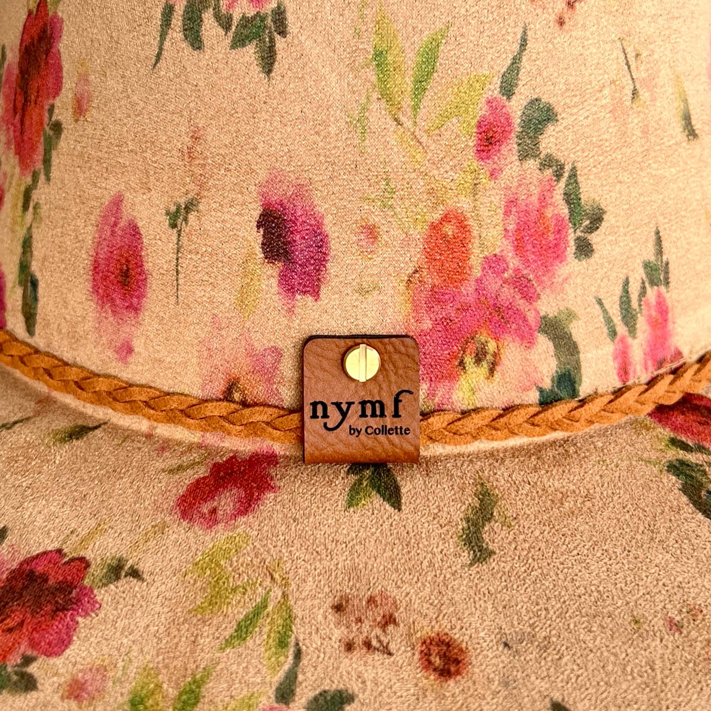 Red Roses Suede Rancher Hat - Pinched Front