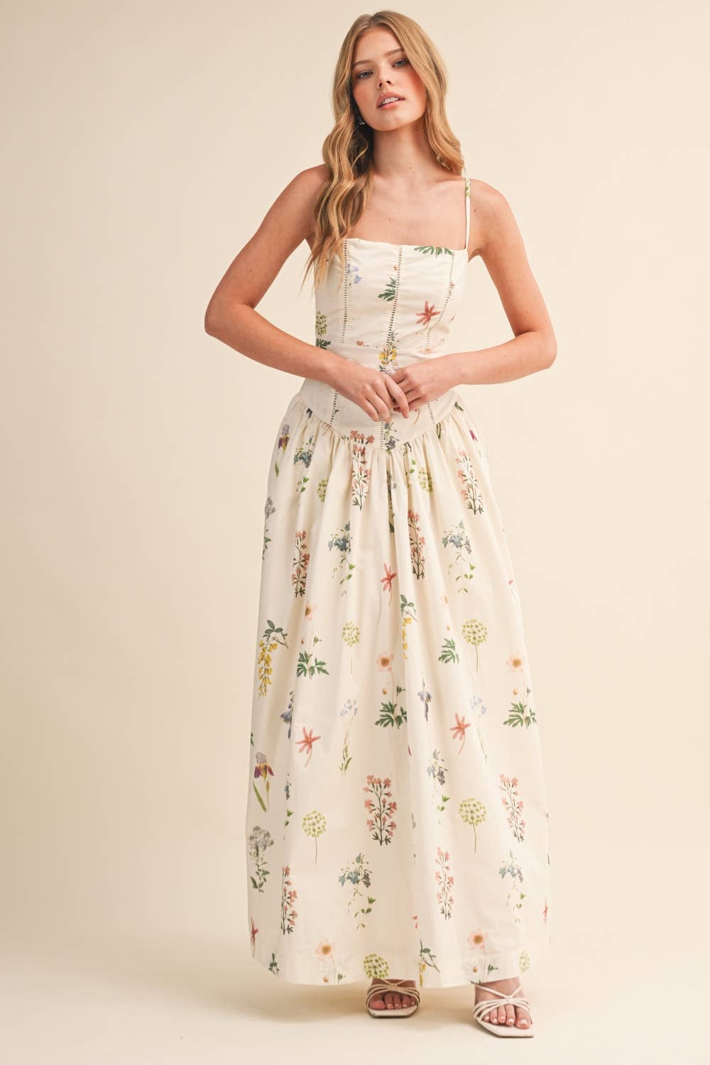 FLORAL PRINTED DROP WAIST MAXI