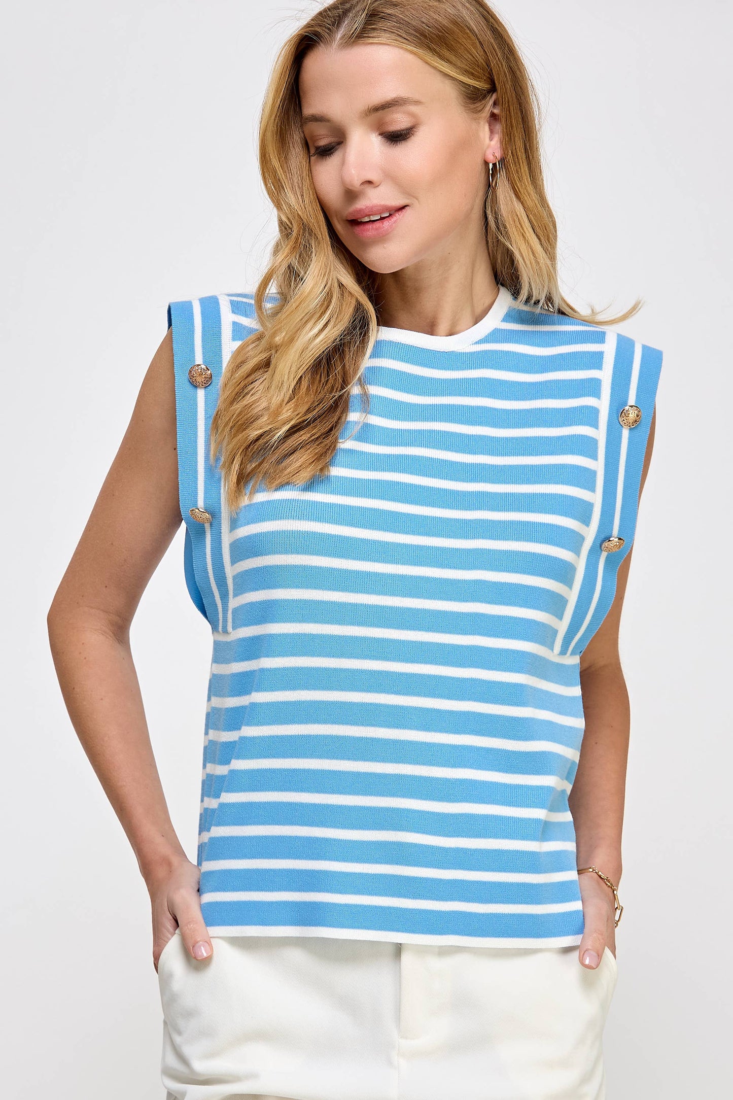 Striped Sleeveless Knit Top