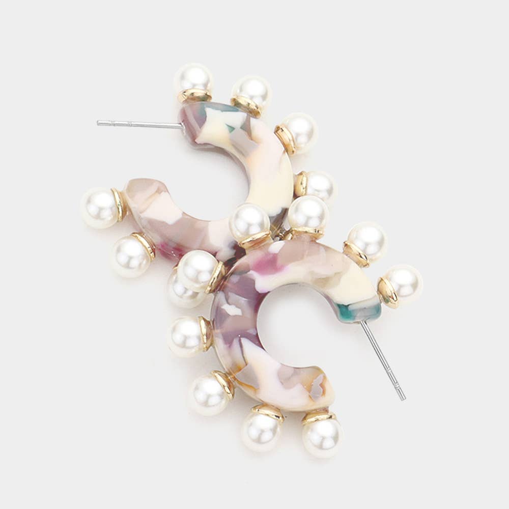 Half Hoop Pearl Earrings