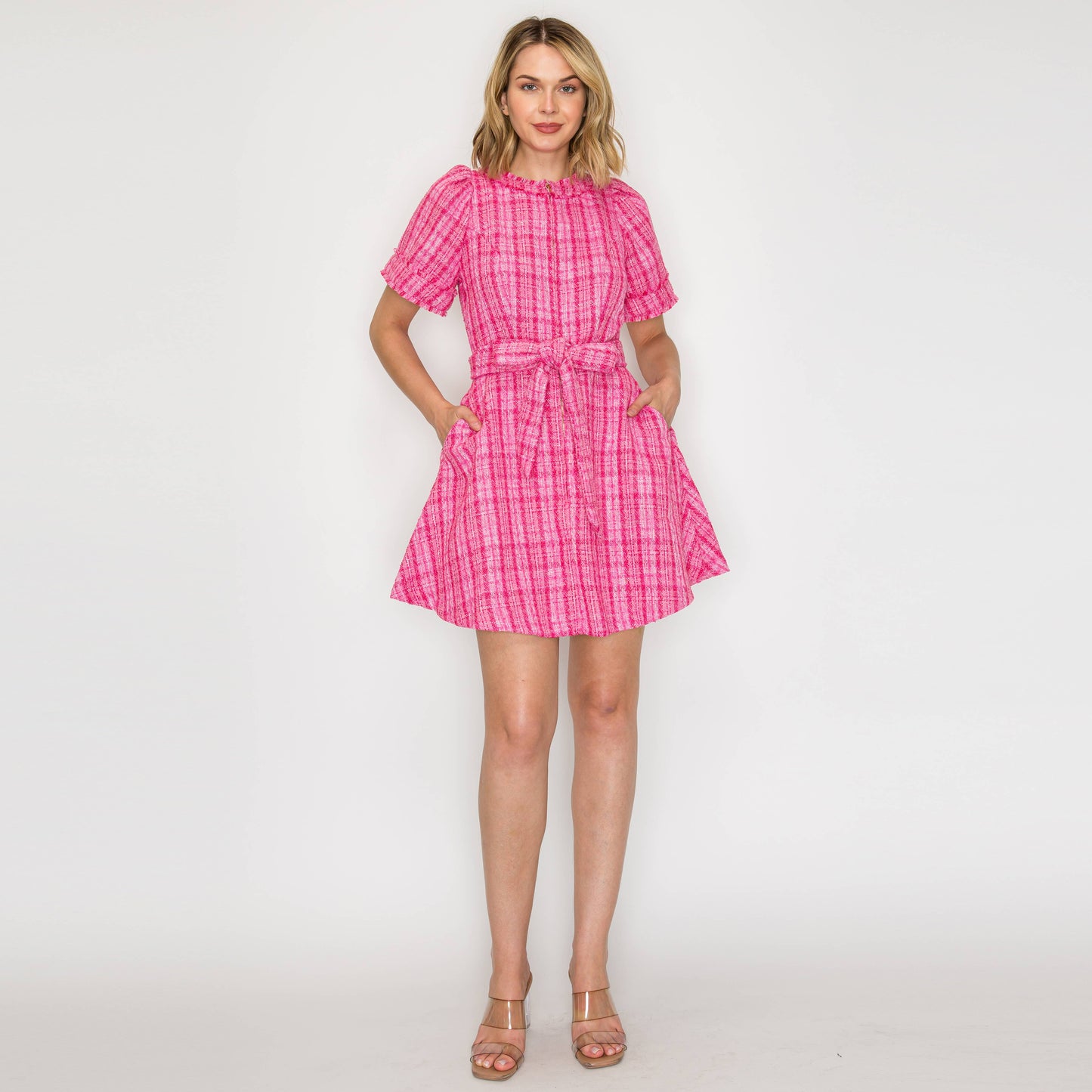 Pretty Pink Checker Mini Dress
