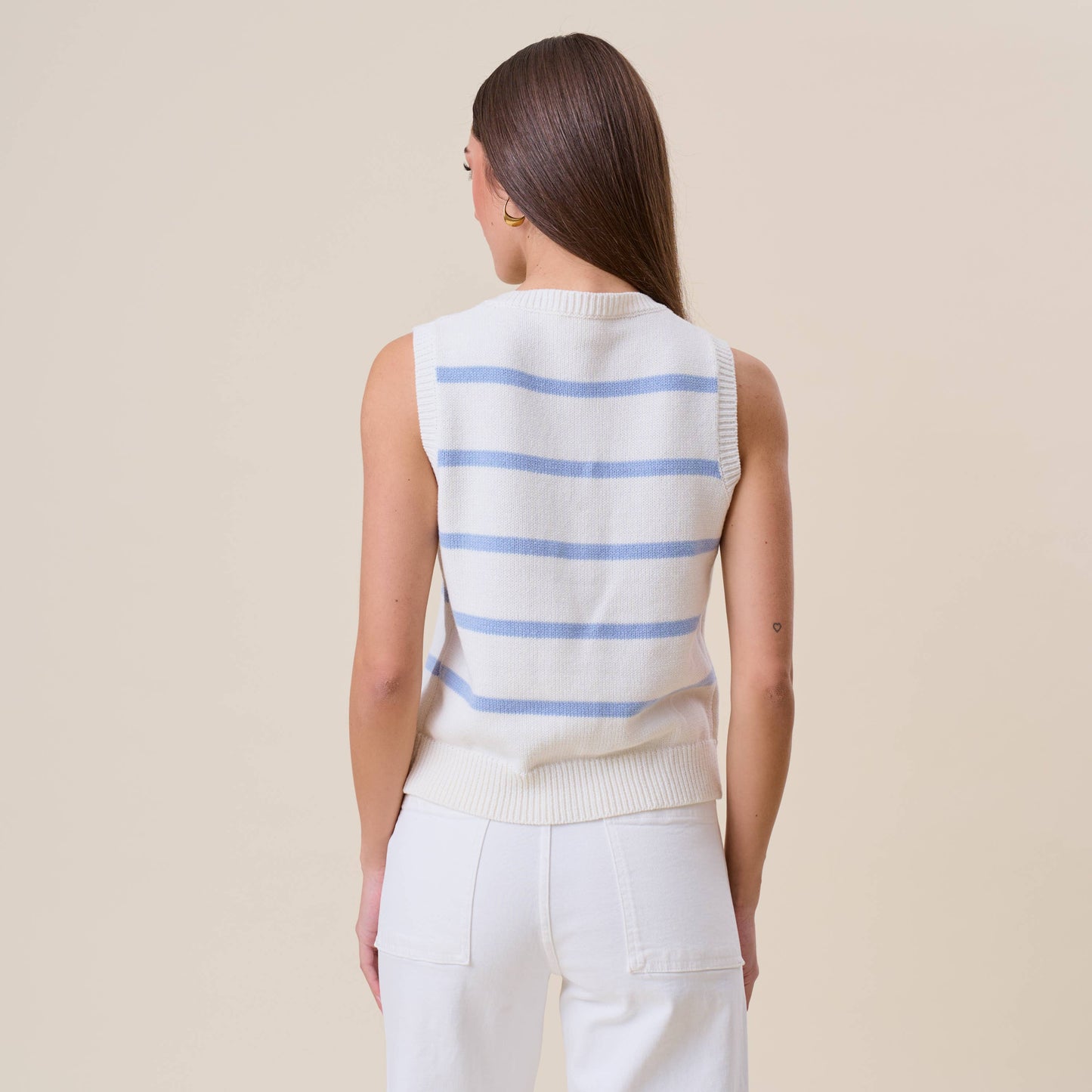 Starfish Button Striped Knit Vest
