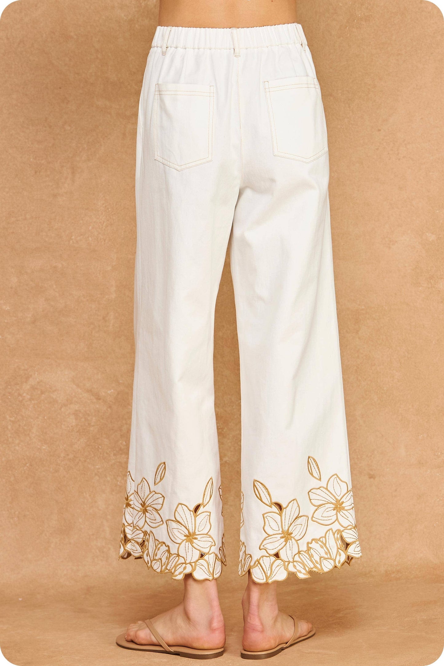 Cut-Out Twill Pants and Top Set