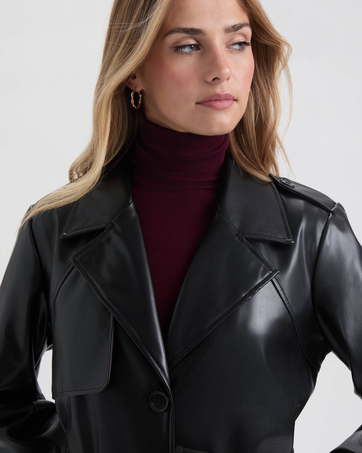 Vegan Leather Belted Trench
