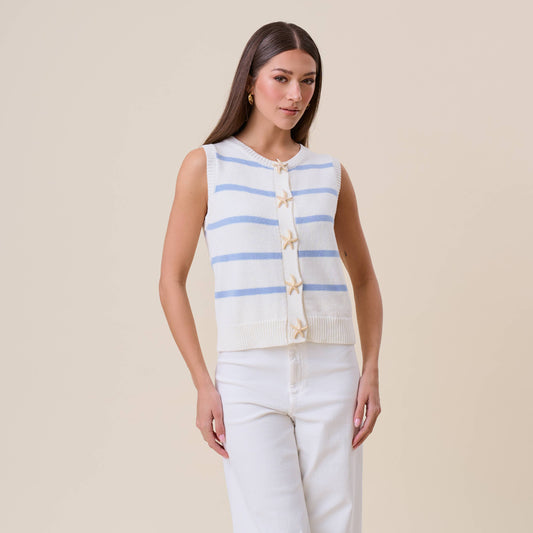 Starfish Button Striped Knit Vest