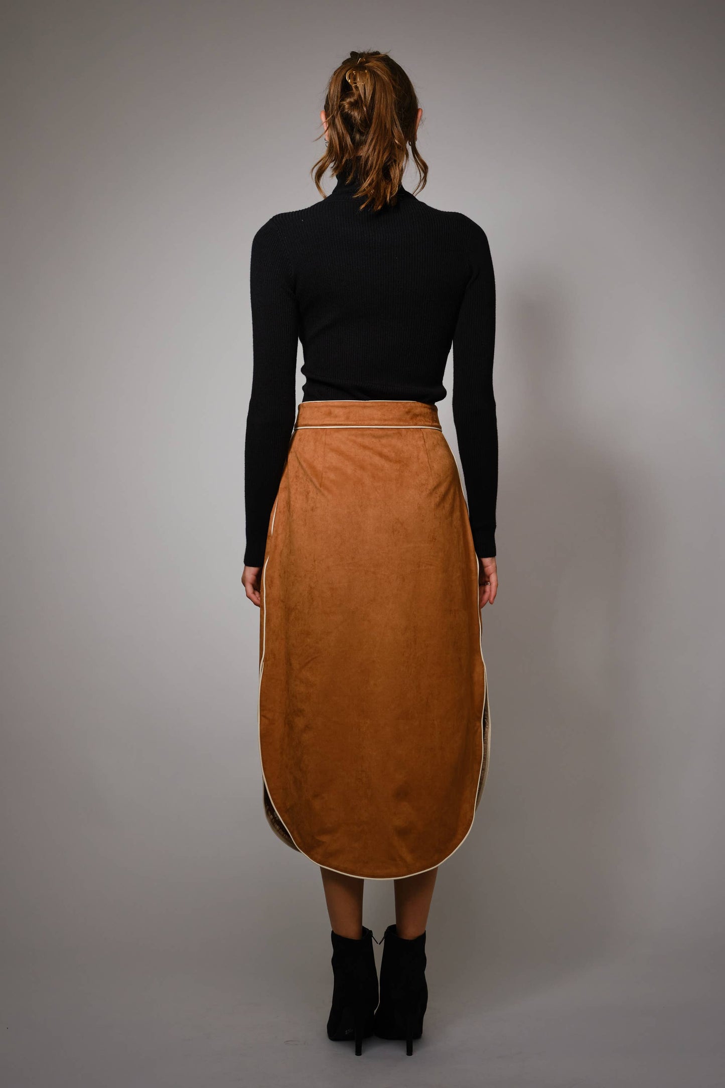 Suede Patch Midi Skirt