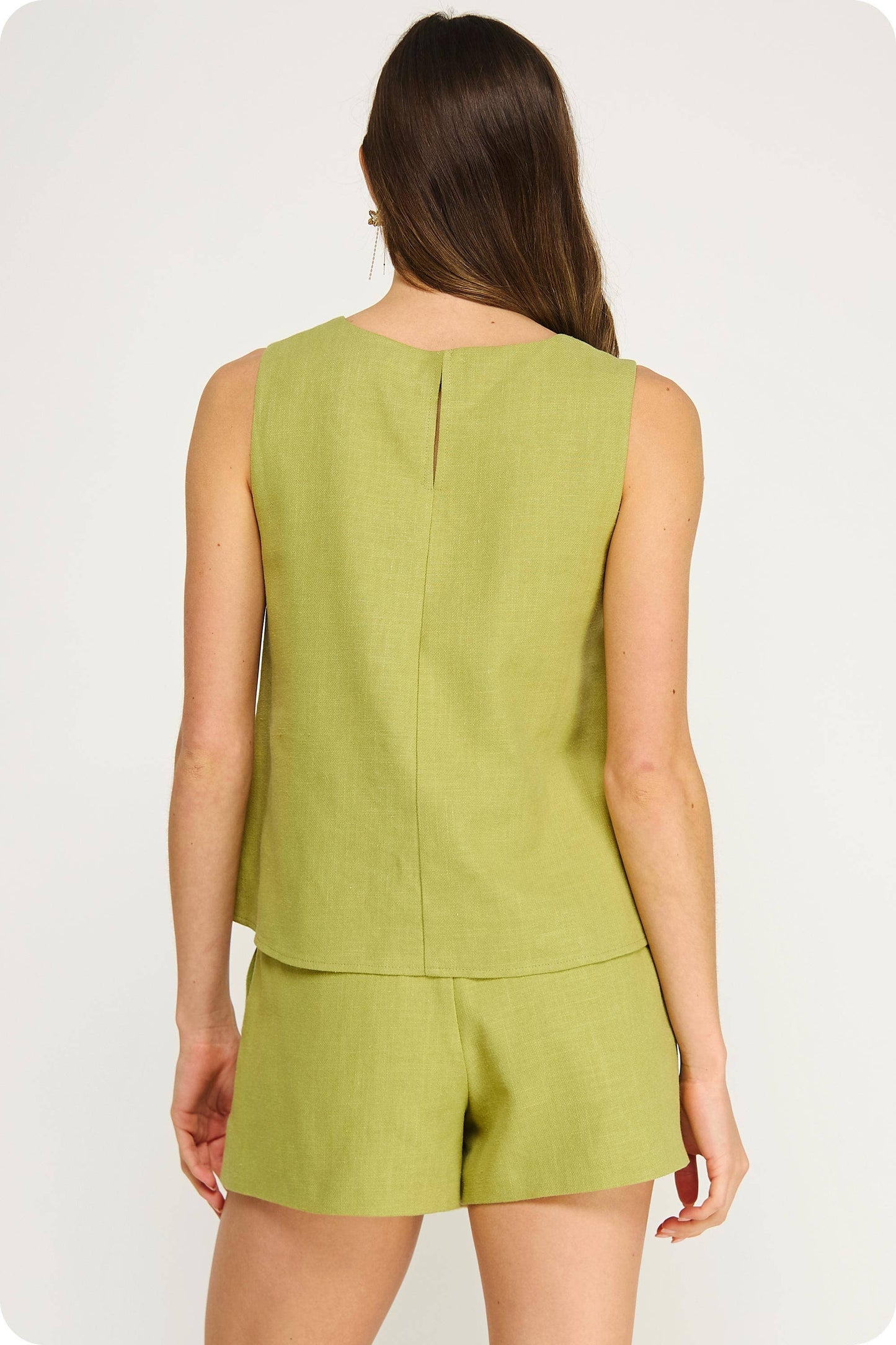 Whipstitch Crochet Embroidery Sleeveless Linen set