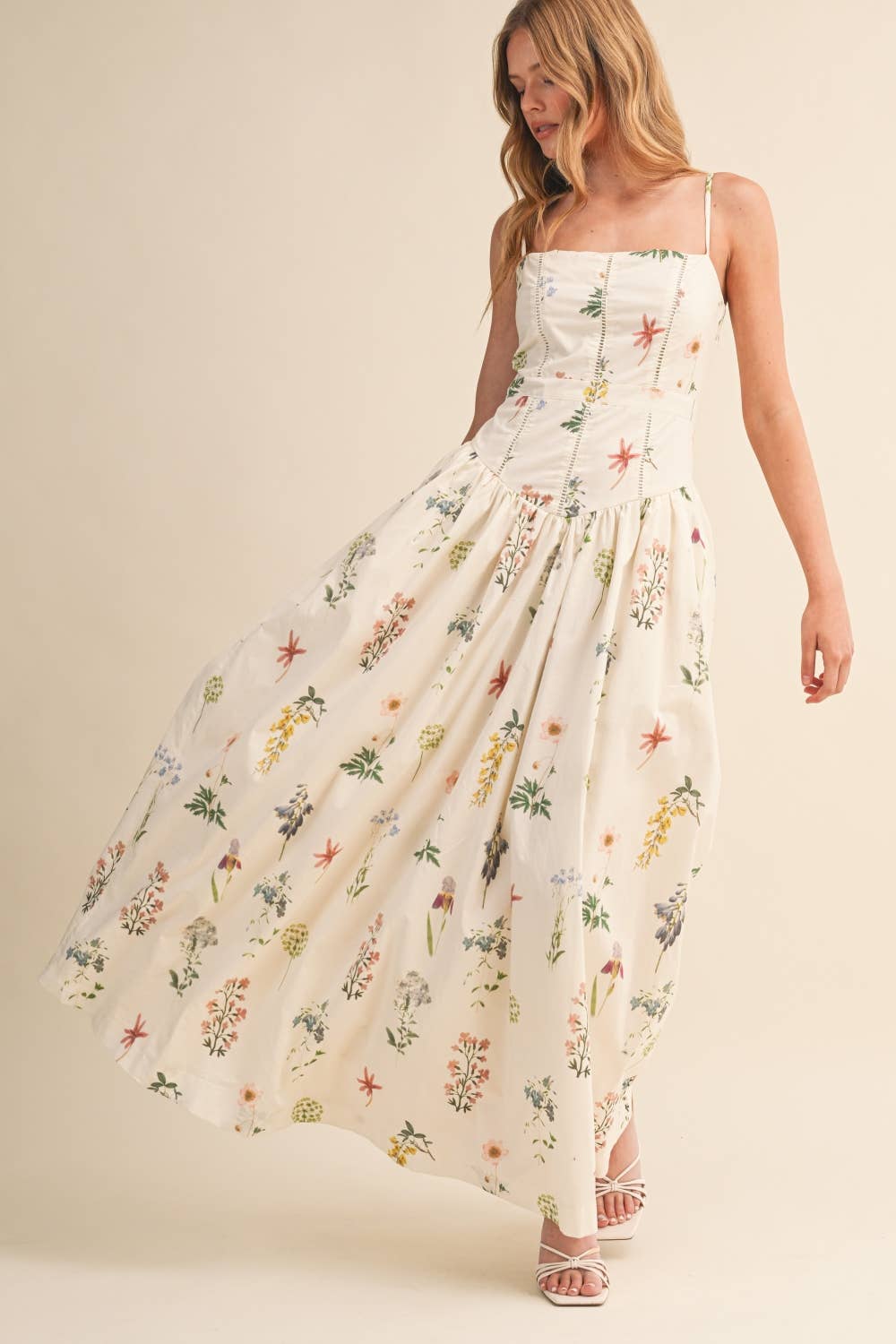 FLORAL PRINTED DROP WAIST MAXI