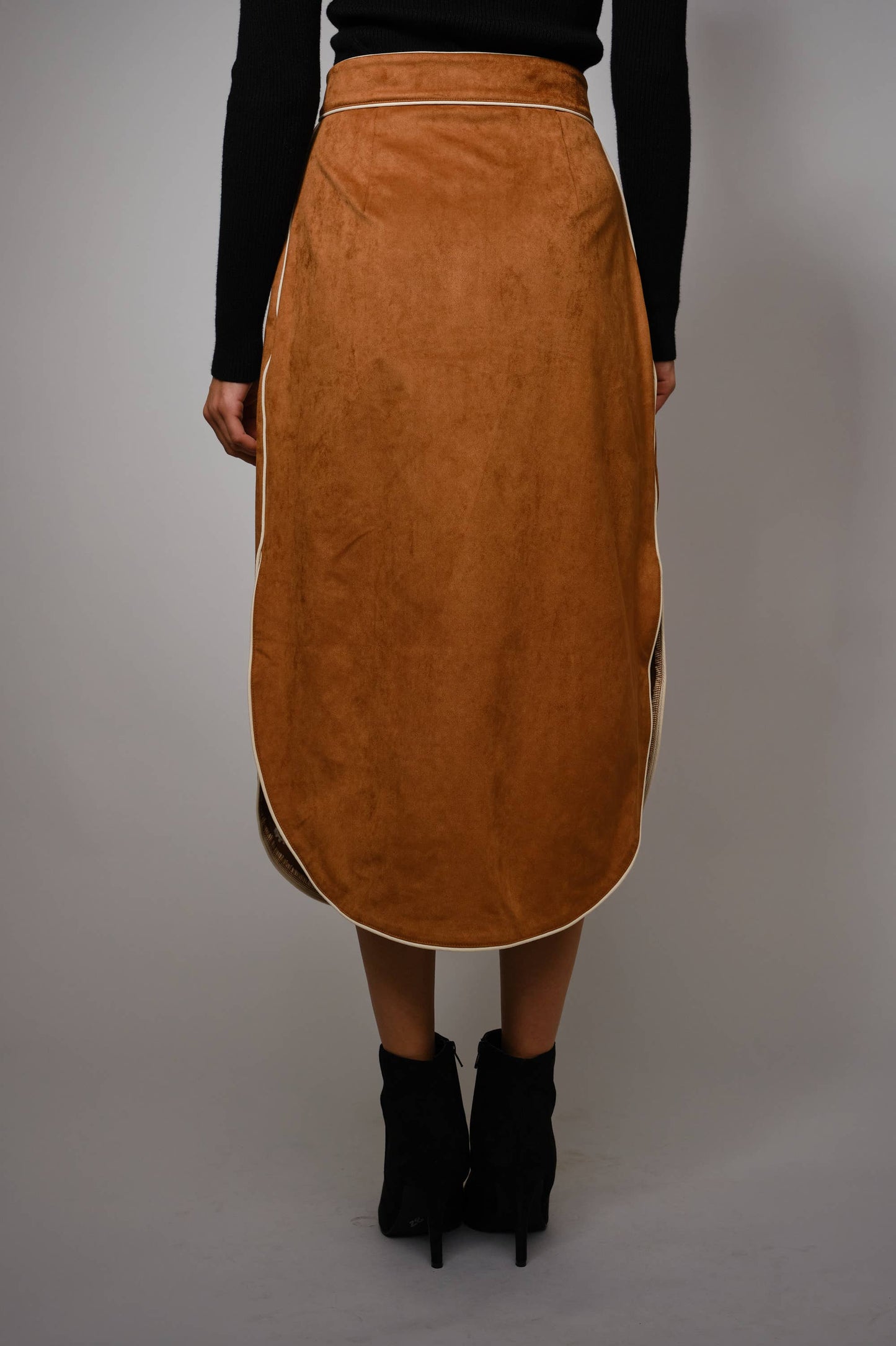 Suede Patch Midi Skirt