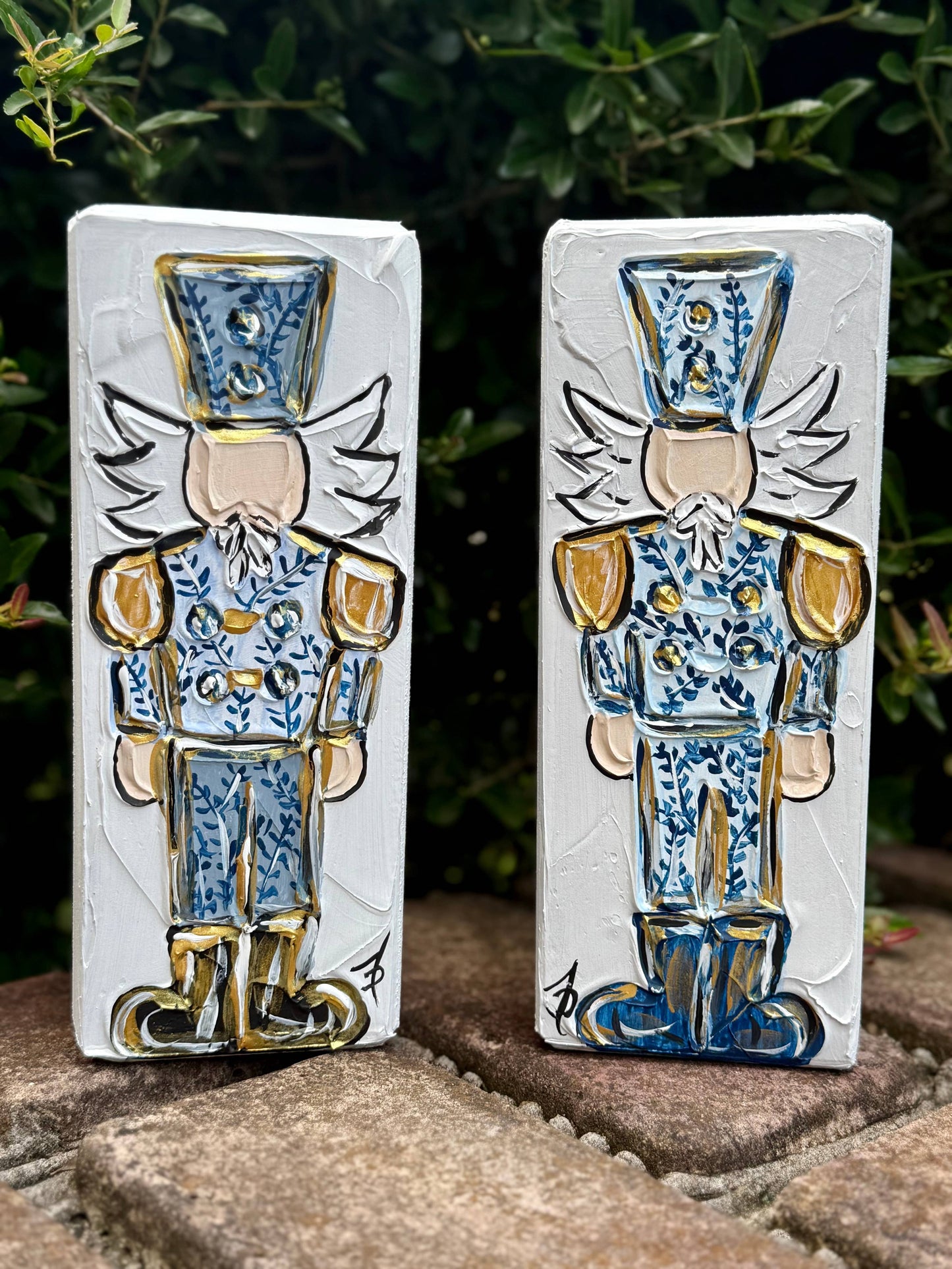 Chinoiserie Style Nutcracker on Wood Block Grand Millennial 