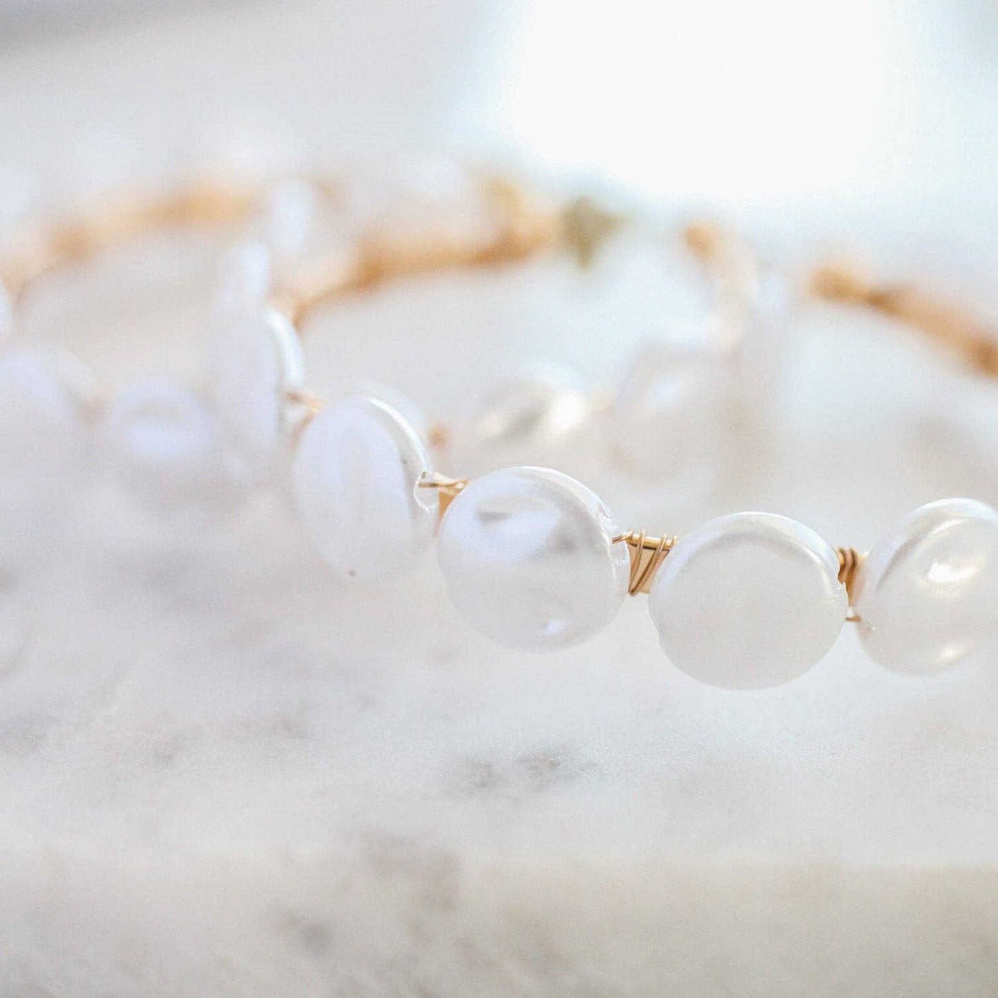 Maren Coin Pearl Hoops- Gold Plated Hypoallergenic