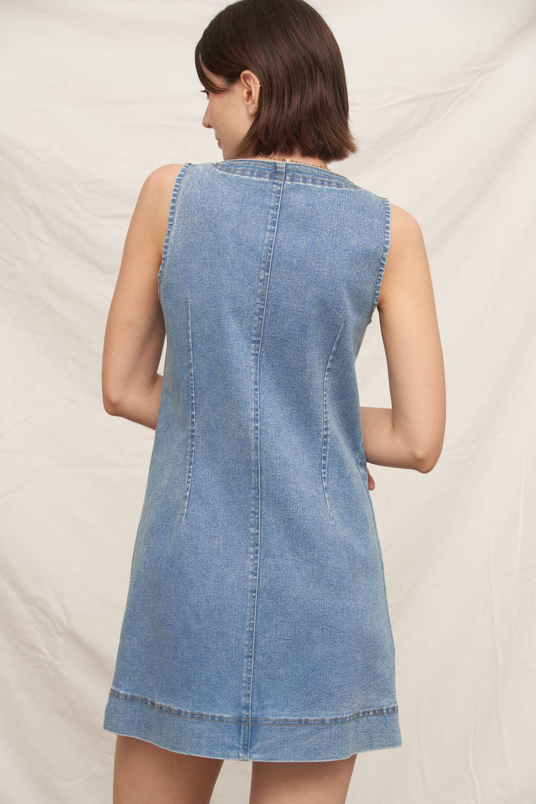 Sleeveless Button Down Denim Mini Dress