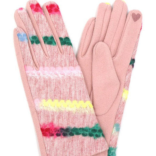 Multi Color Yarn Pattern Smart Touch Gloves