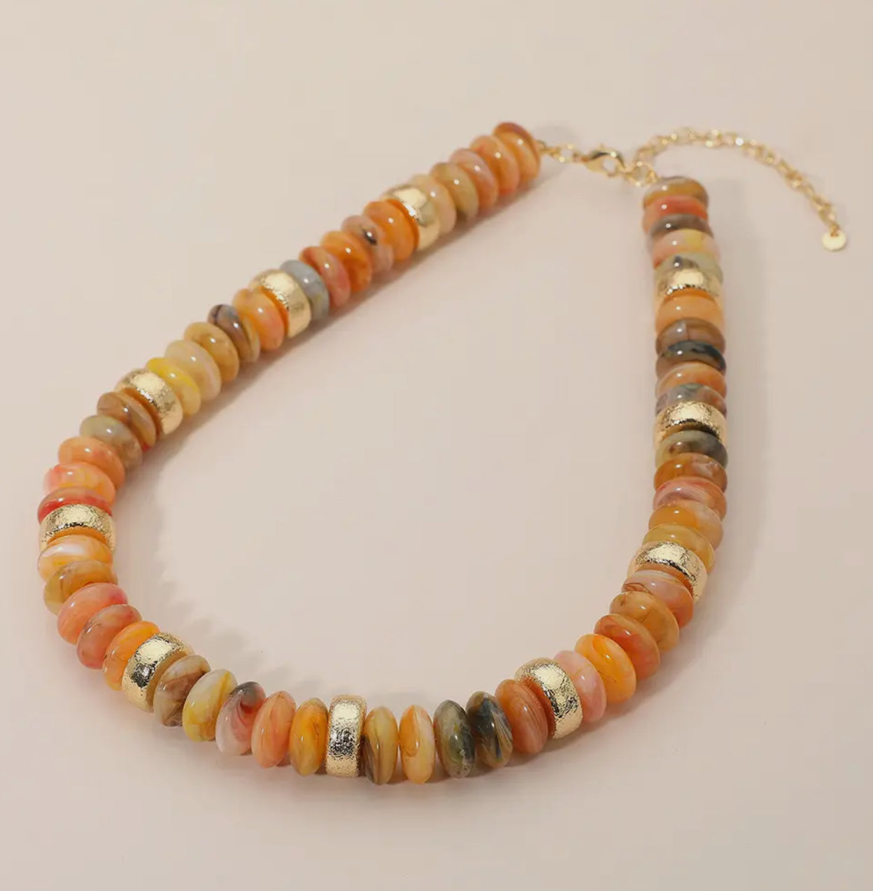 Chunky Resin Disc Beaded Necklace