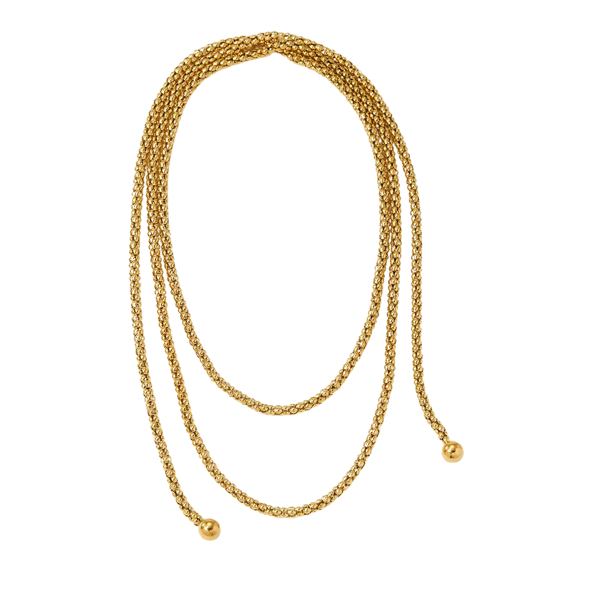 Audrey Lariat Rope Tassel Ball Chain Wrap Steel Necklace