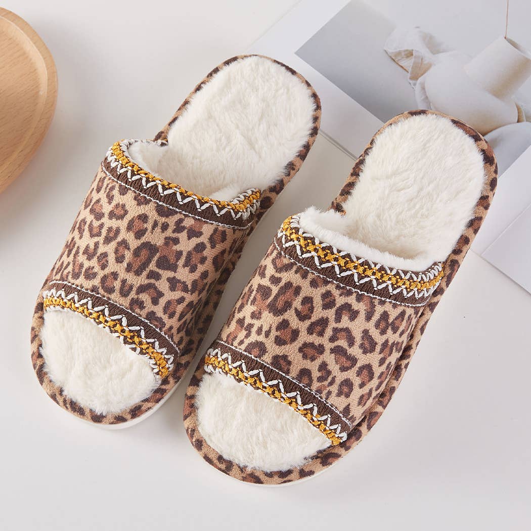 Cozy Leopard Fleece-Lined Indoor Slippers