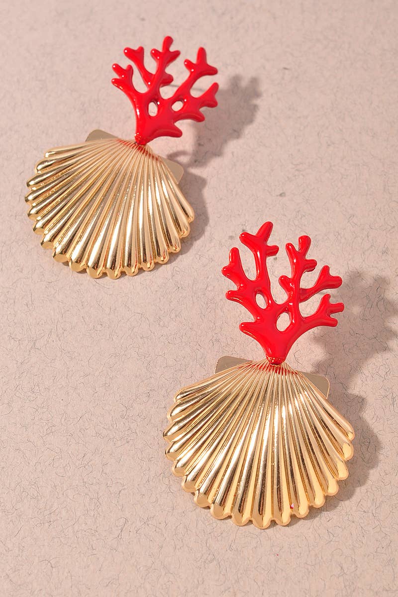CORAL SHELL DROP EARRINGS