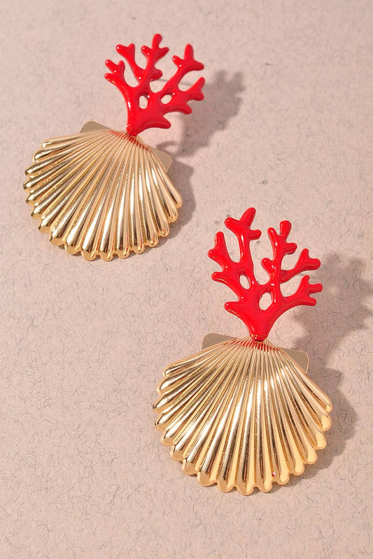 CORAL SHELL DROP EARRINGS