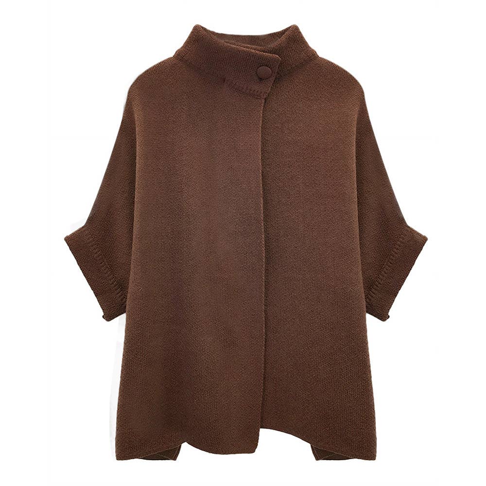 Solid Neck Button Cardigan