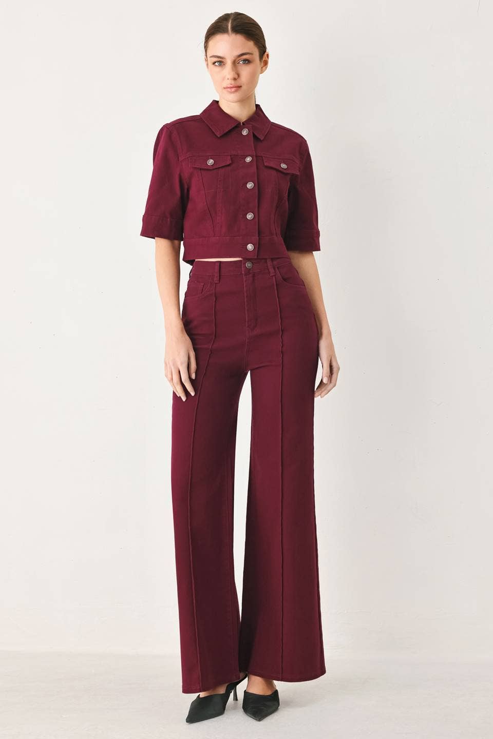 A washed twill jacket and pants set