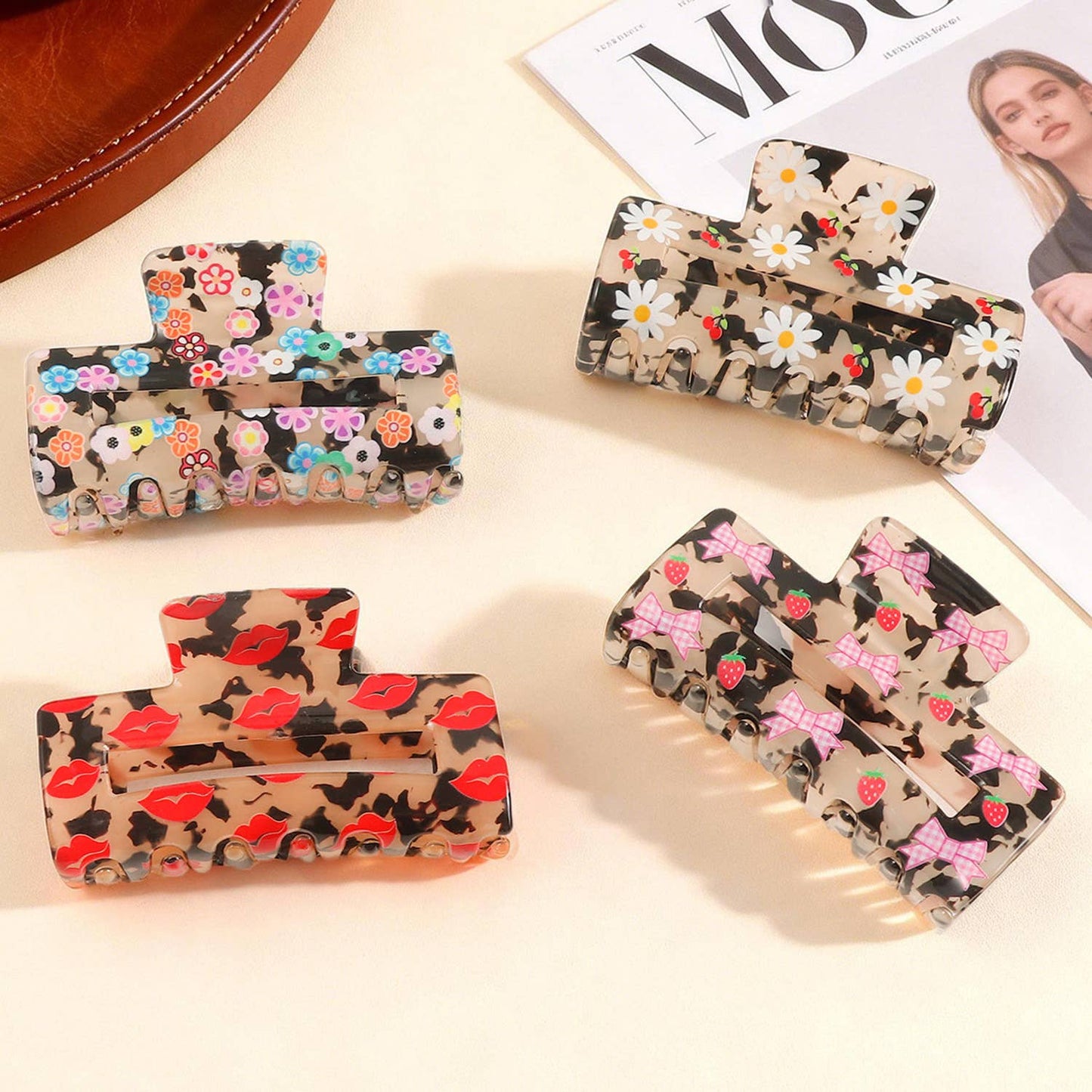 Fun Floral & Patterned Hair Claw Clip