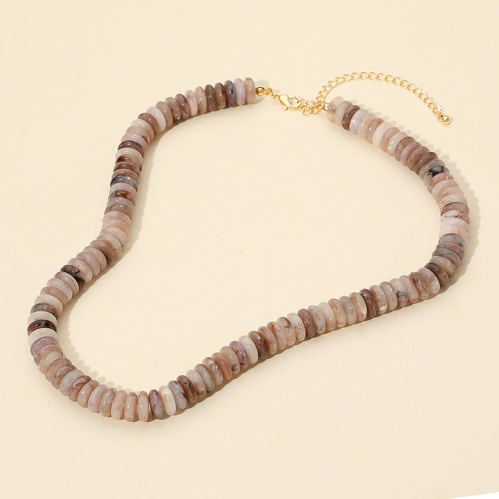 Flat Resin Disc Beaded Necklace