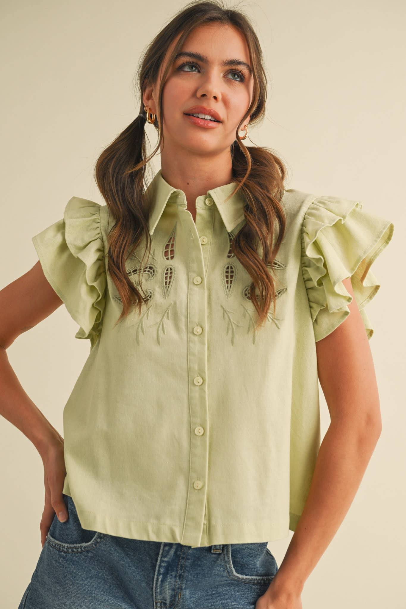 EMBROIDERED Lime Cut Out