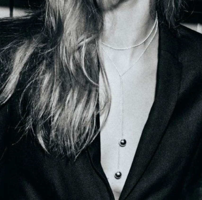 Audrey Lariat Rope Tassel Ball Chain Wrap Steel Necklace