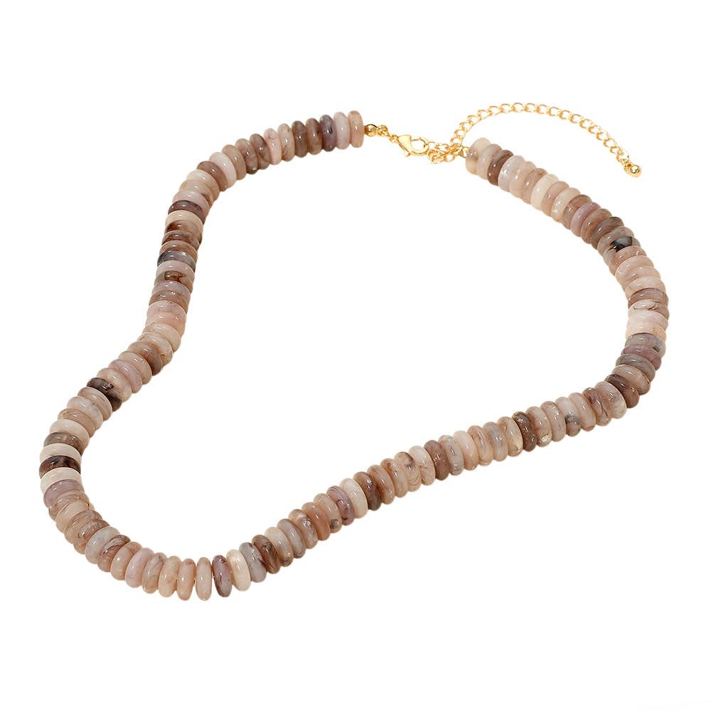 Flat Resin Disc Beaded Necklace