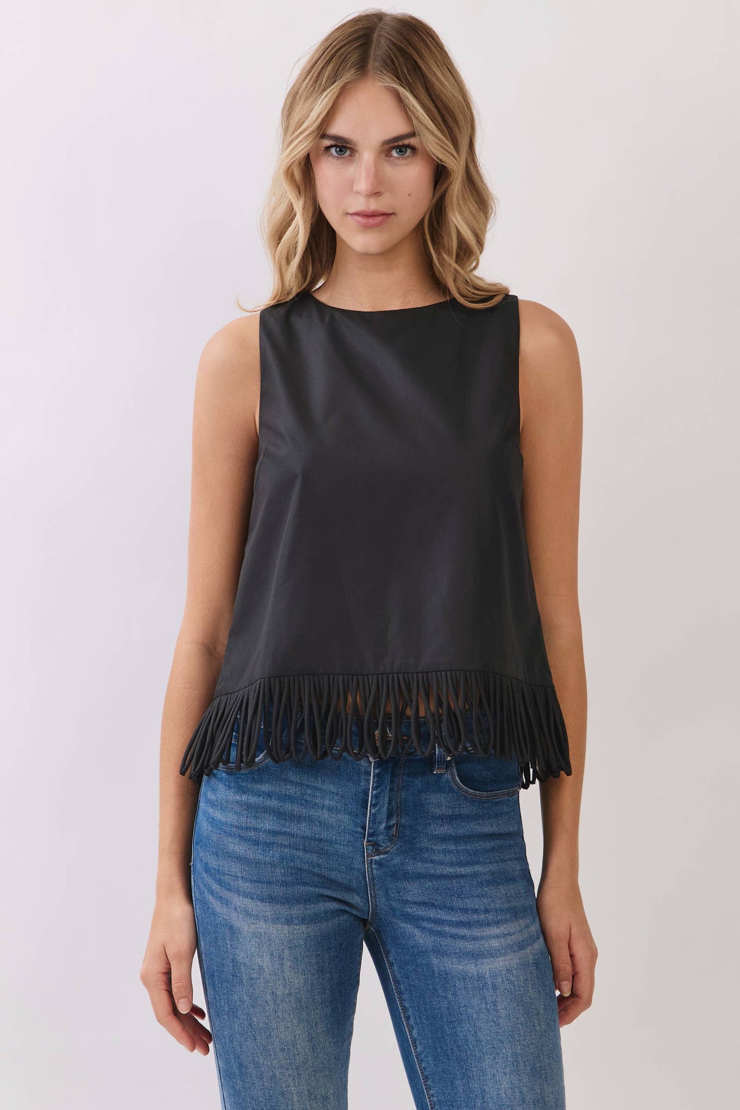 Fringe Hem Sleeveless Top