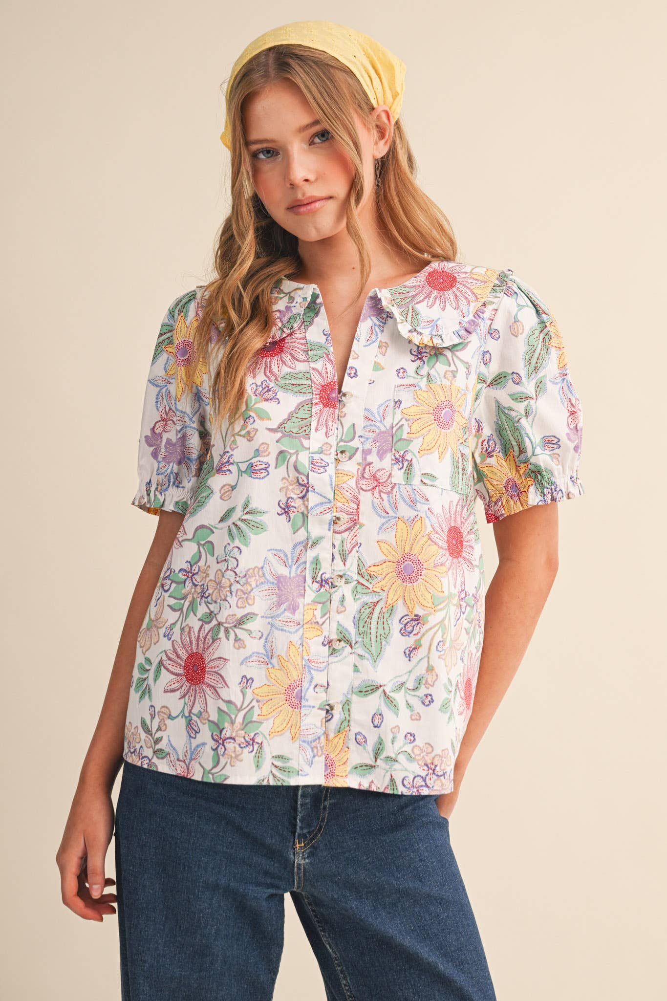 DOLL COLLAR BUTTON DOWN TOP