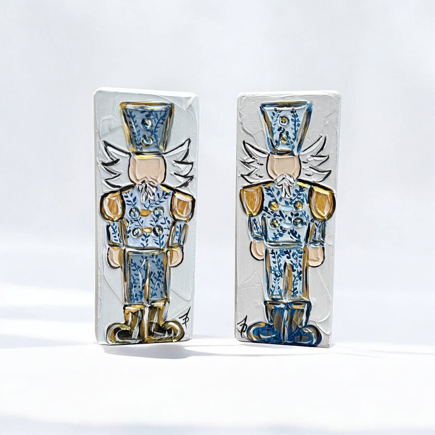 Chinoiserie Style Nutcracker on Wood Block Grand Millennial 