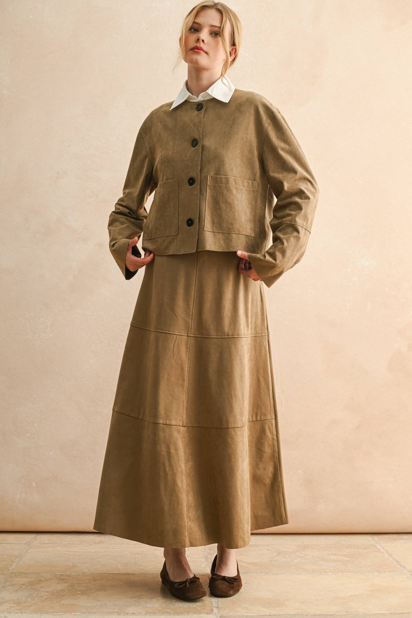 SUEDE A-LINE SKIRT