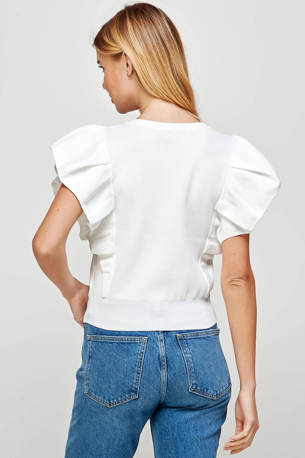 Pleated Short Sleeve Knit Top