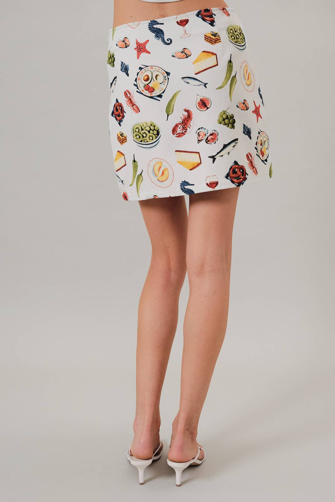 SEAFOOD PRINT HIGH WAISTED DENIM MINI