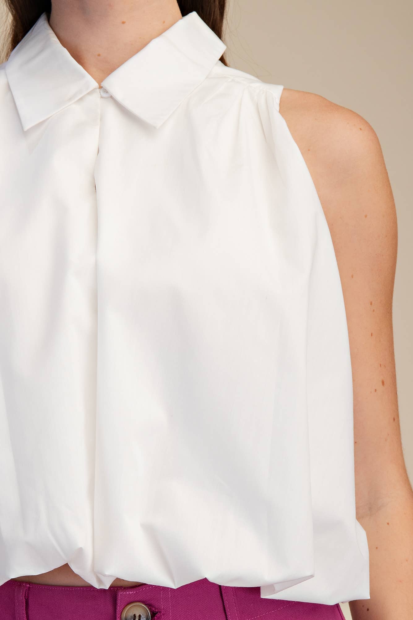 Bubble Hem Sleeveless Shirt Top