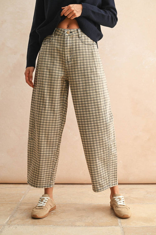 MINI CHECKER PATTERN BARREL PANT