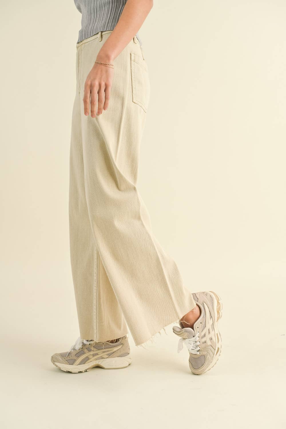 Beige Wide Leg Jeans