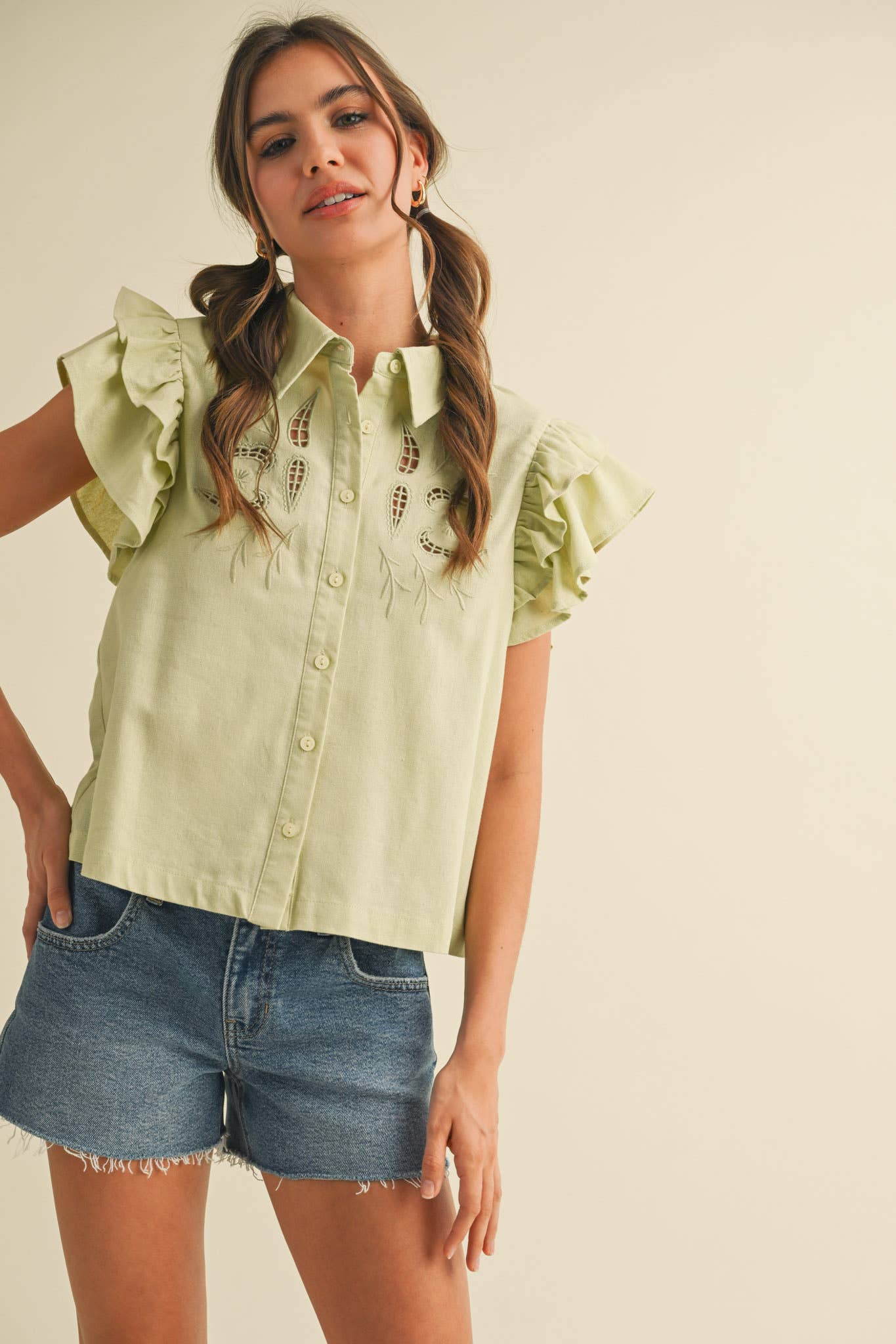 EMBROIDERED Lime Cut Out
