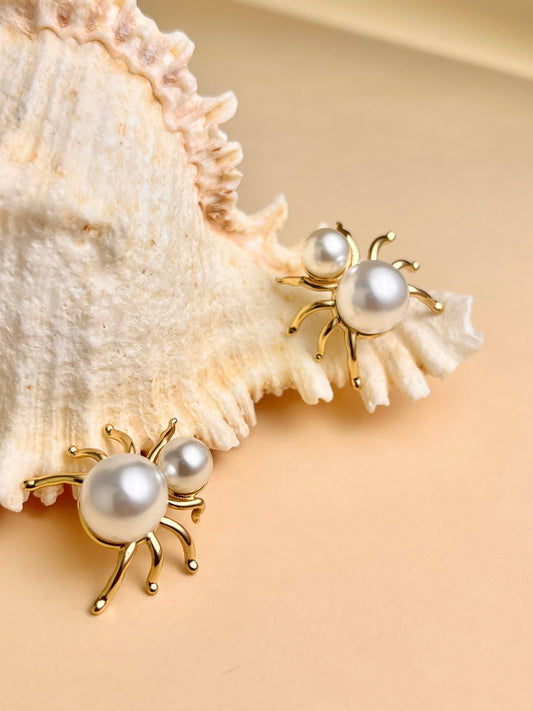 Spider Earrings with Stainless Steel Pearl