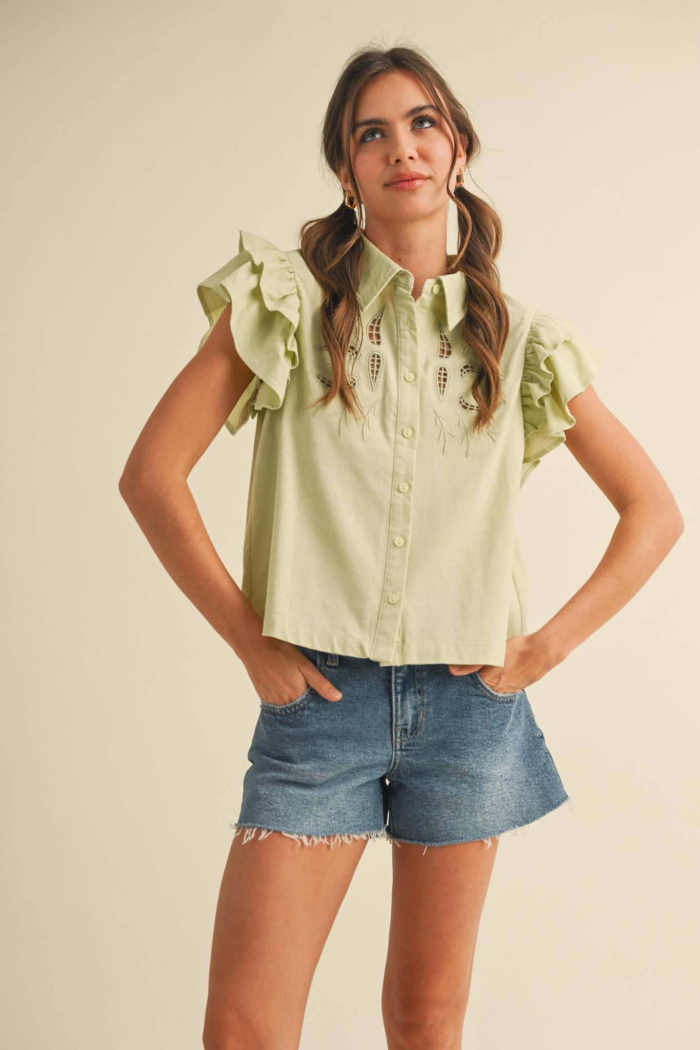 EMBROIDERED Lime Cut Out