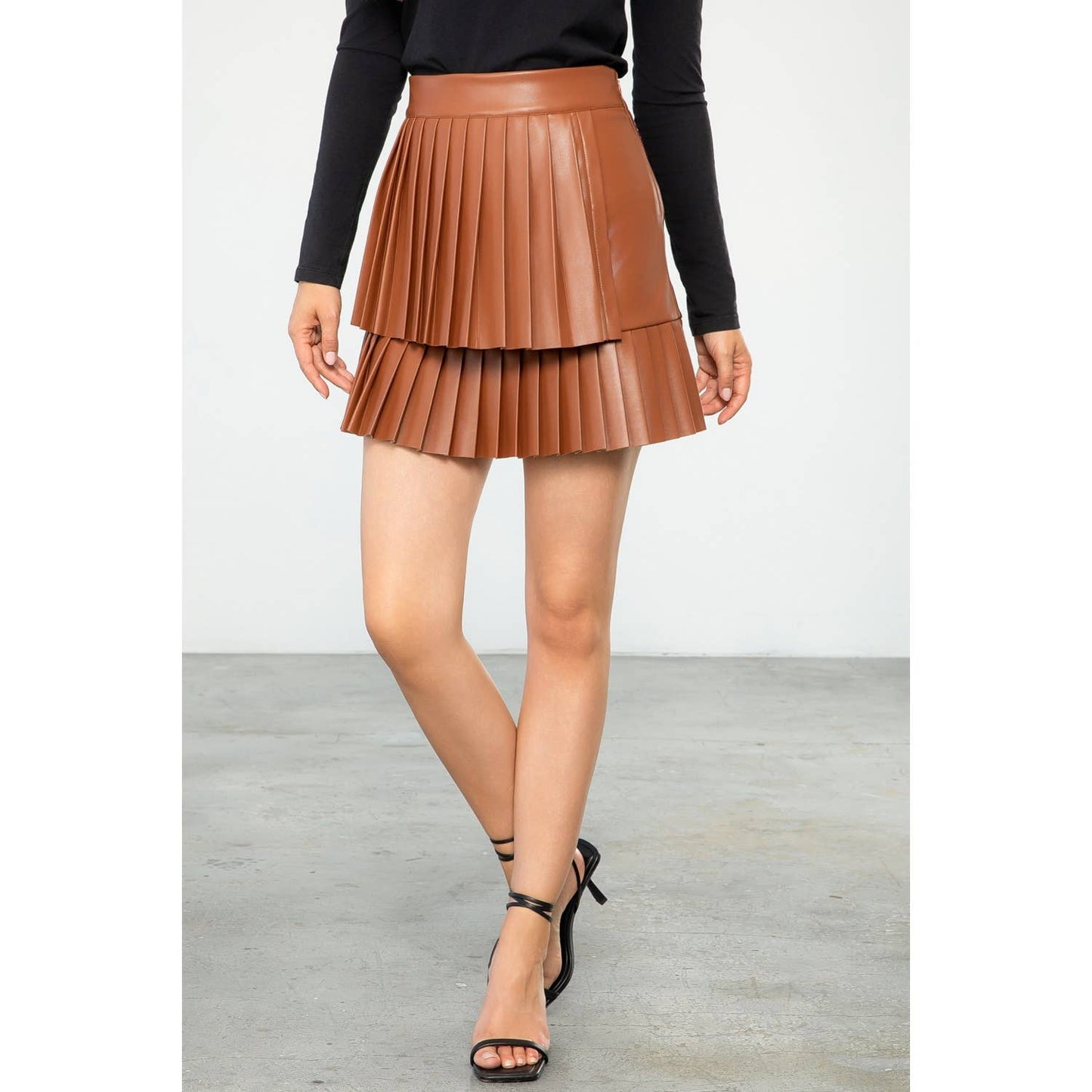 Leather Pleated Skirt