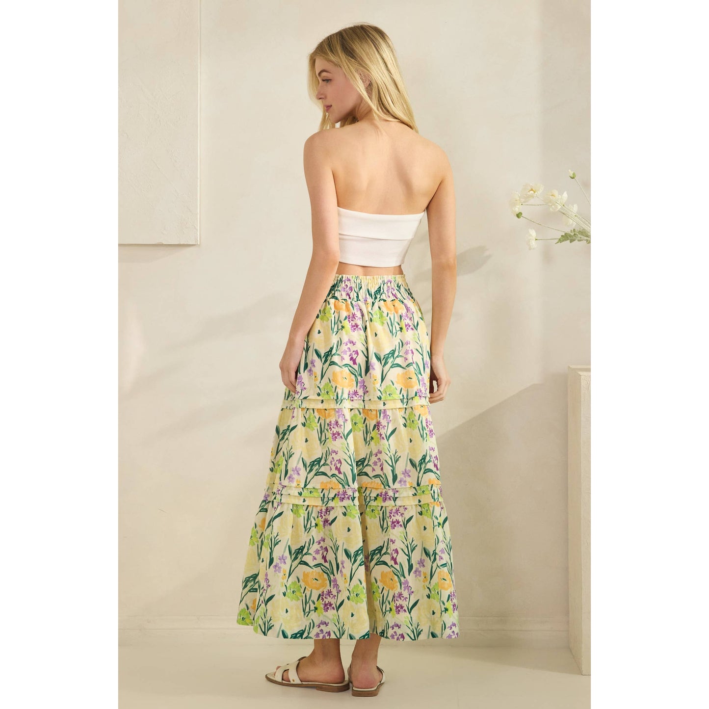 Citrus Green Tiered Maxi Skirtl