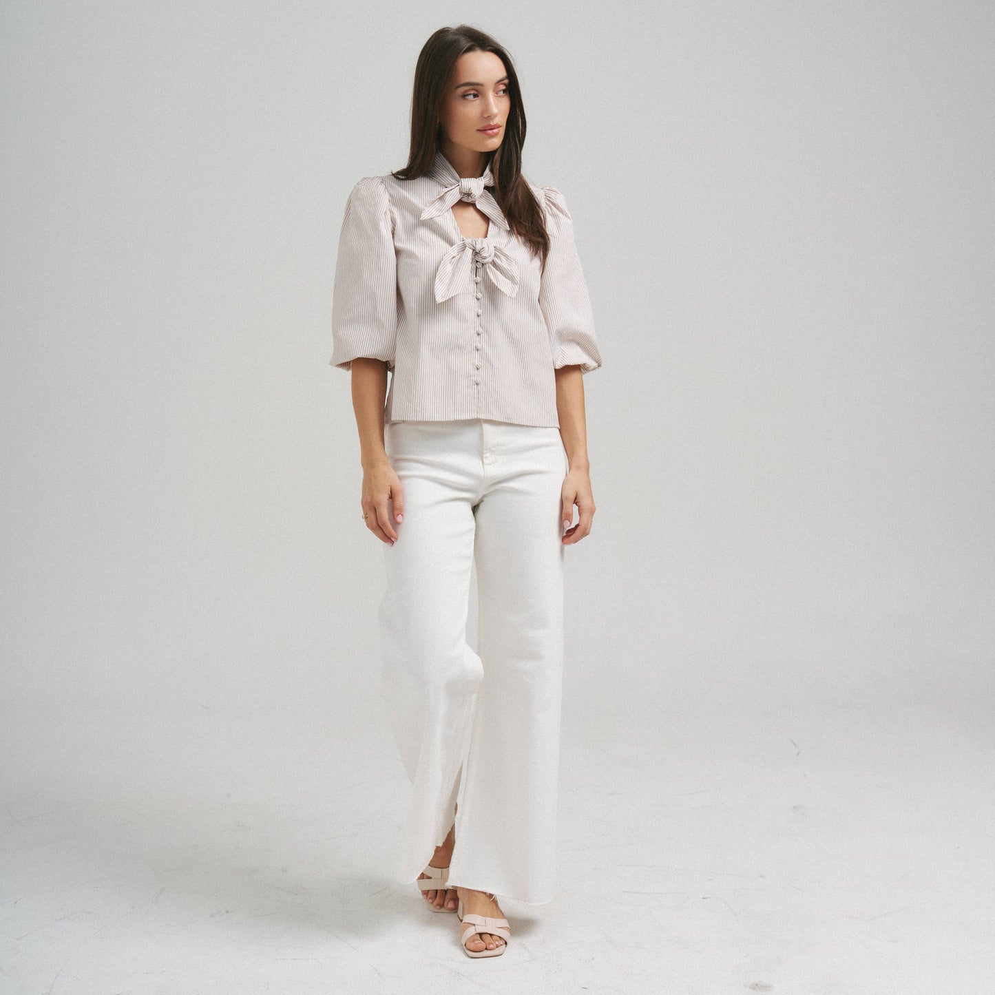 Open tie front blouse