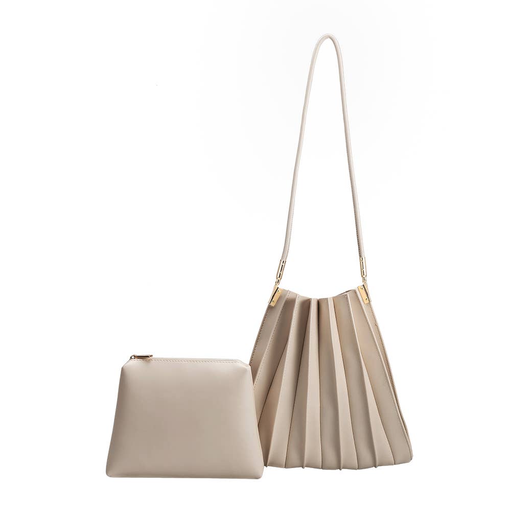 Carrie Bone Pleated Vegan Shoulder