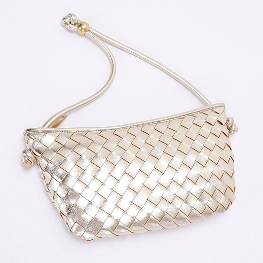 Faux Leather Braided Wrist and Shoulder Bag